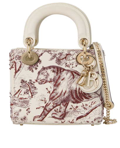 Embellished Toile De Jouy Mini Lady Dior, £2,600, Handbags, White, Leather, Front view